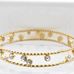 Crystal Rhinestone and Goldtone Open Work Bracelet